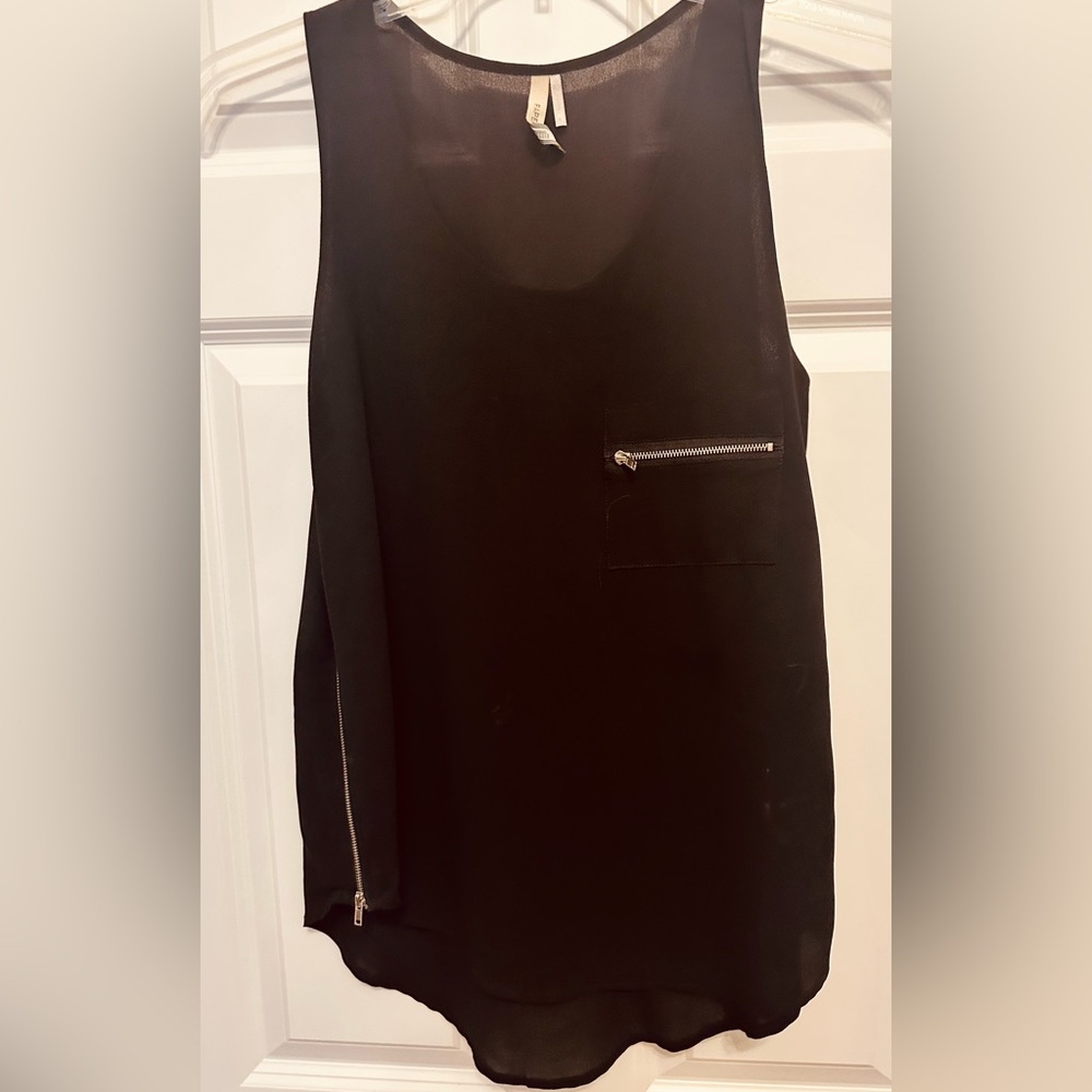 Black Sleeveless Tank with Zipper Detail